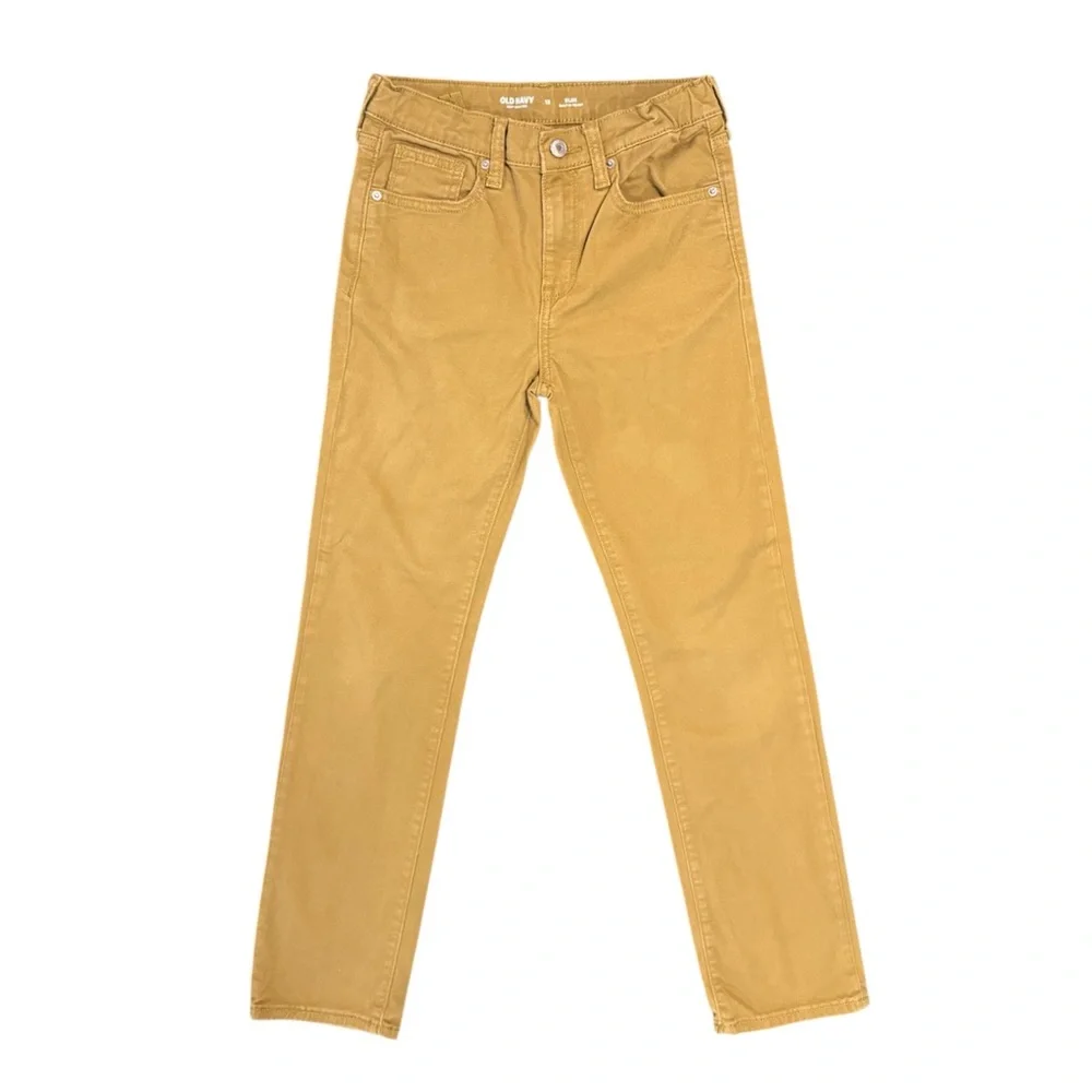 Old Navy | Boys Slim Fit 360° Stretch Twill Pants Built Tan Light Brown, Size 12